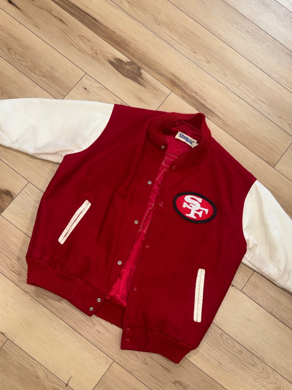 San Francisco 49ers Red & White Varsity Jacket